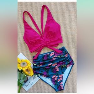 NWT Sporlike Two-Piece High Waisted Swimsuit. Size Medium
